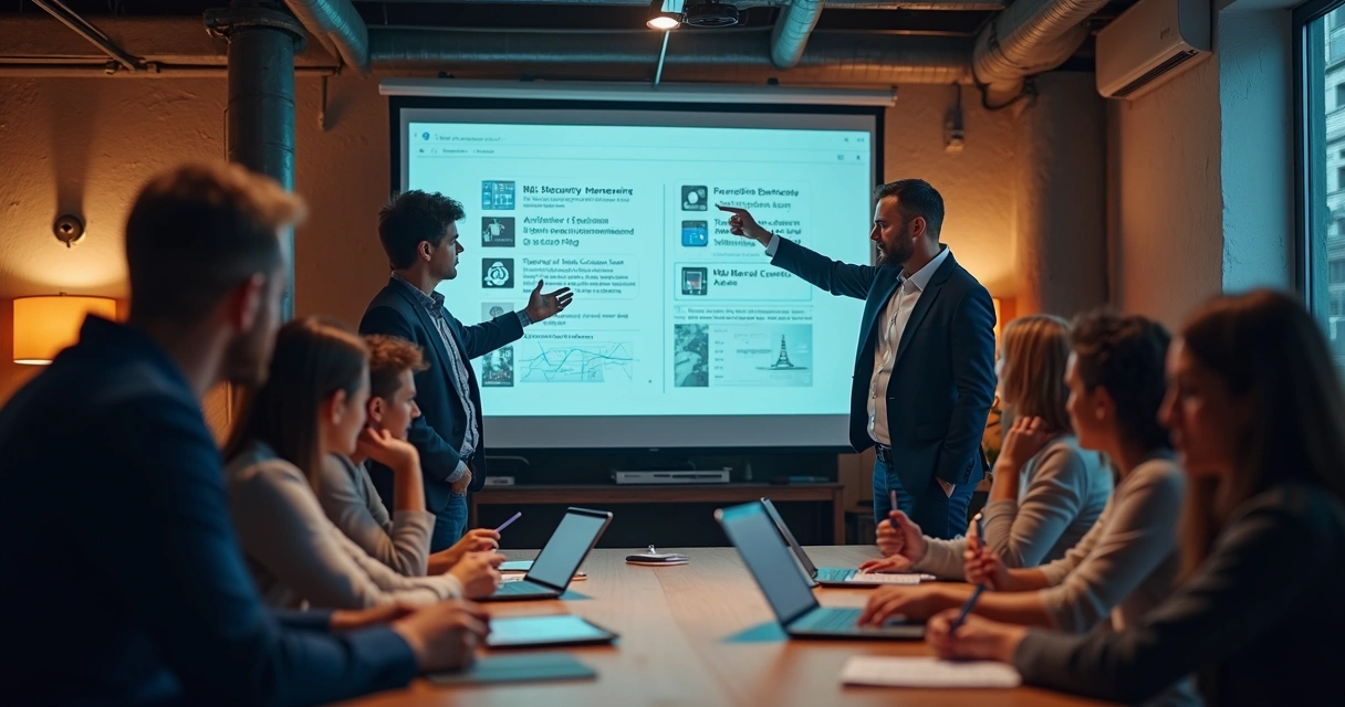 Equipe em treinamento sobre segurança em IA 