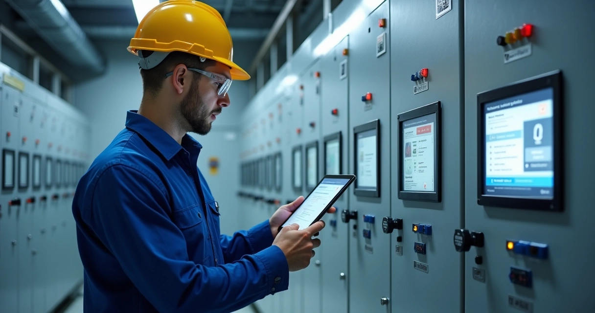 Profissional de indústria executando treinamento em instalações elétricas