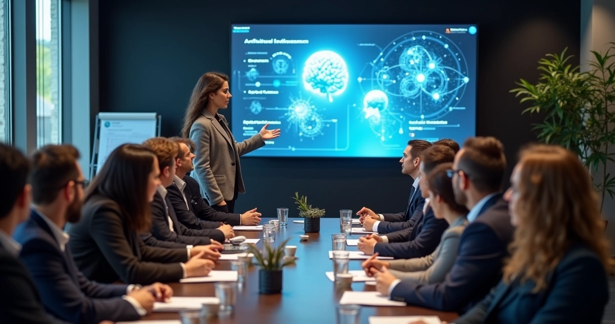 Apresentação sobre IA para equipes corporativas 