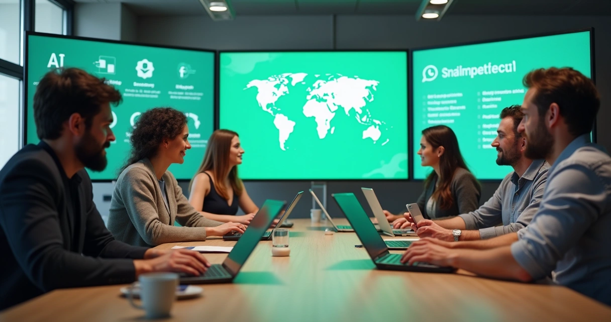 Treinamento digital de equipe com telas de analytics WhatsApp 