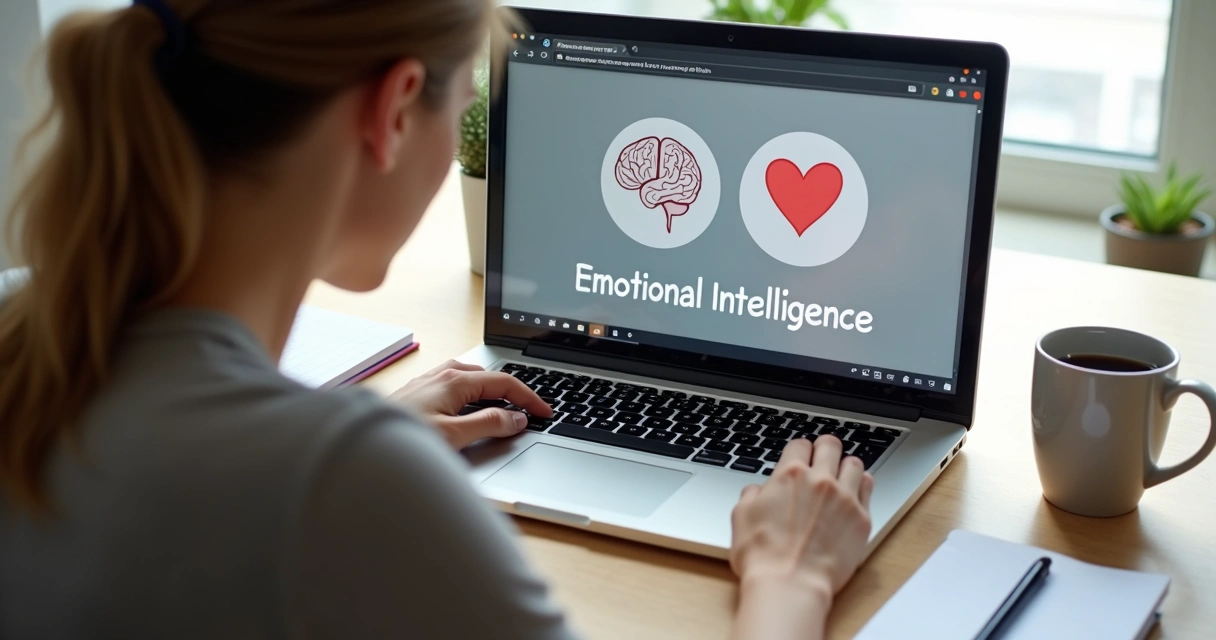 Funcionário participa de curso EAD de inteligência emocional no computador
