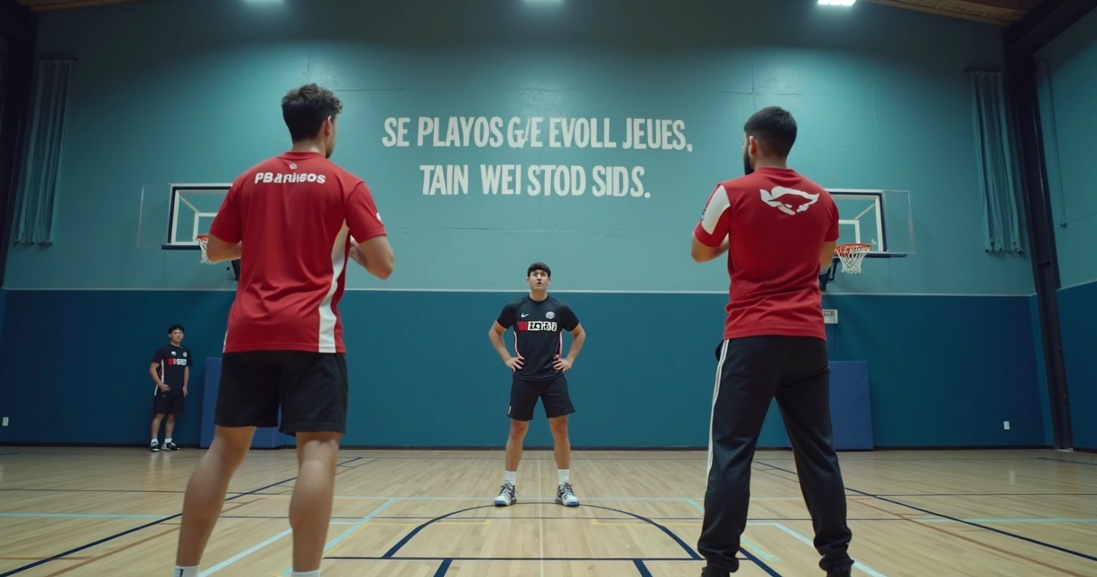 Treinamento de jovens atletas em salão esportivo 