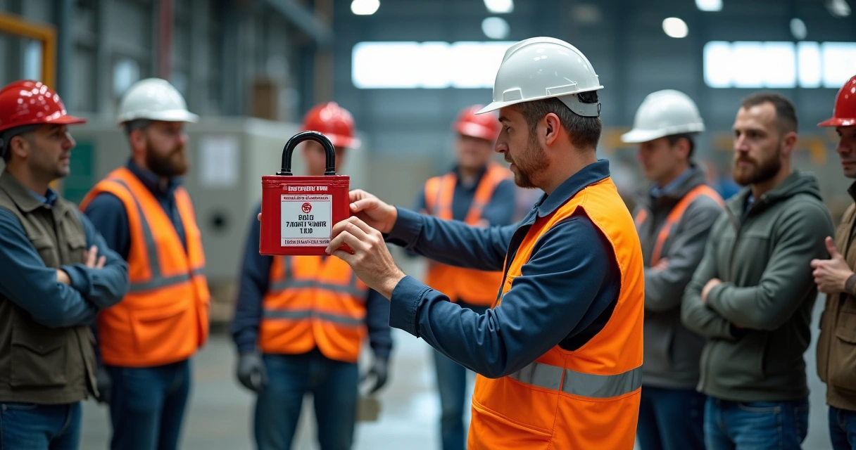 Instrutor apresenta LOTO em chão de fábrica 