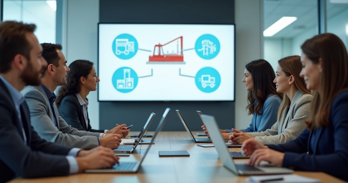 Equipe de novos funcionários assistindo treinamento de NR-1 via apresentação digital 