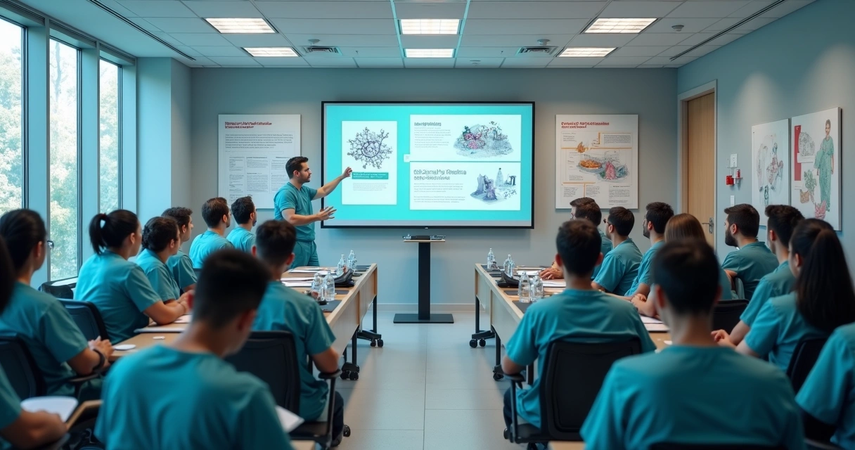 Treinamento de NR-32 para funcionários dentro de hospital 
