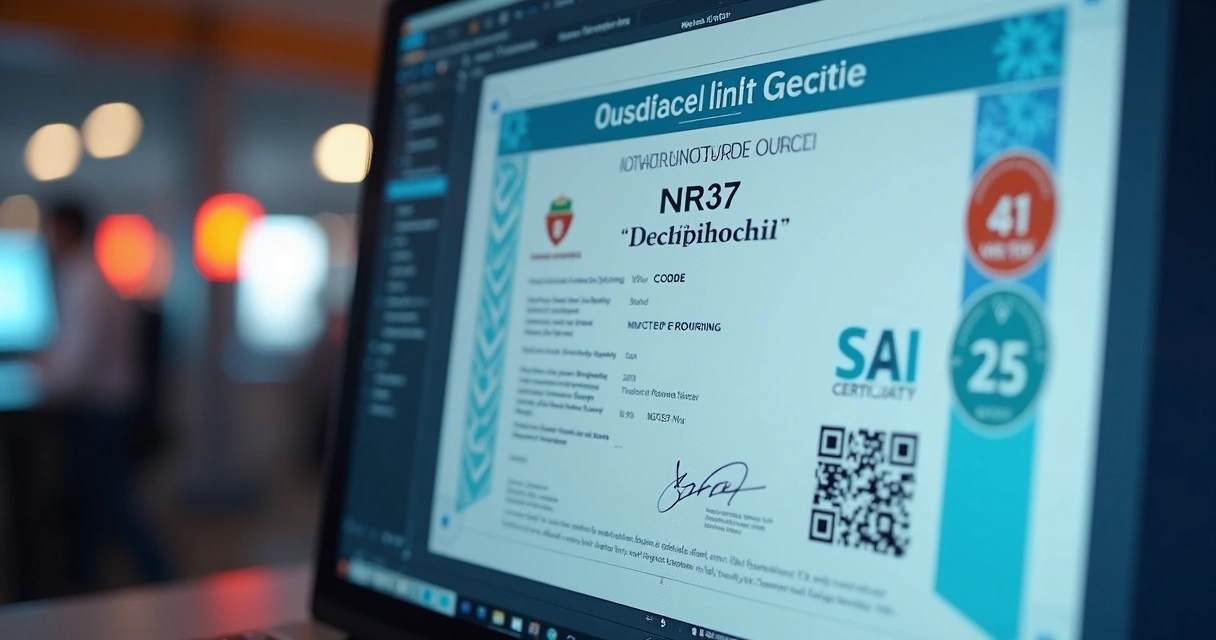 Certificado digital com QR Code de treinamento NR 37 offshore 