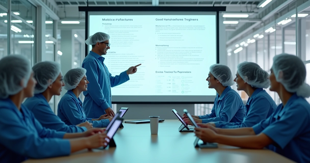 Treinamento prático de operadores em fábrica de alimentos