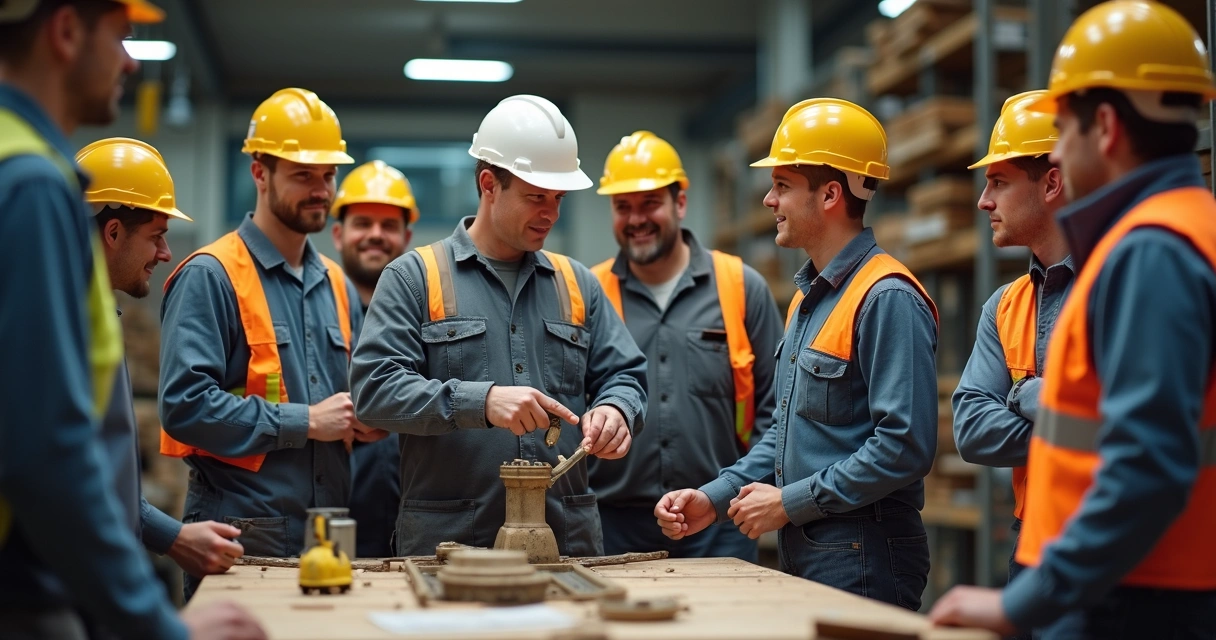 Treinamento prático de operários em obra