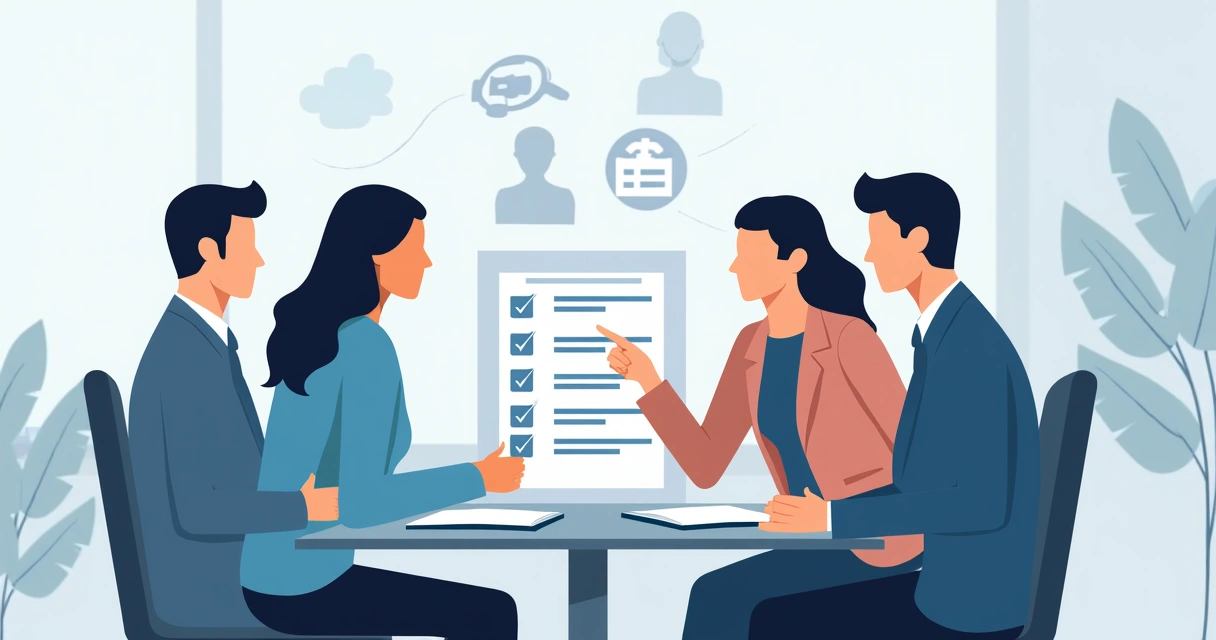 Equipe PME reunida em treinamento, com manual de processos aberto na mesa. 