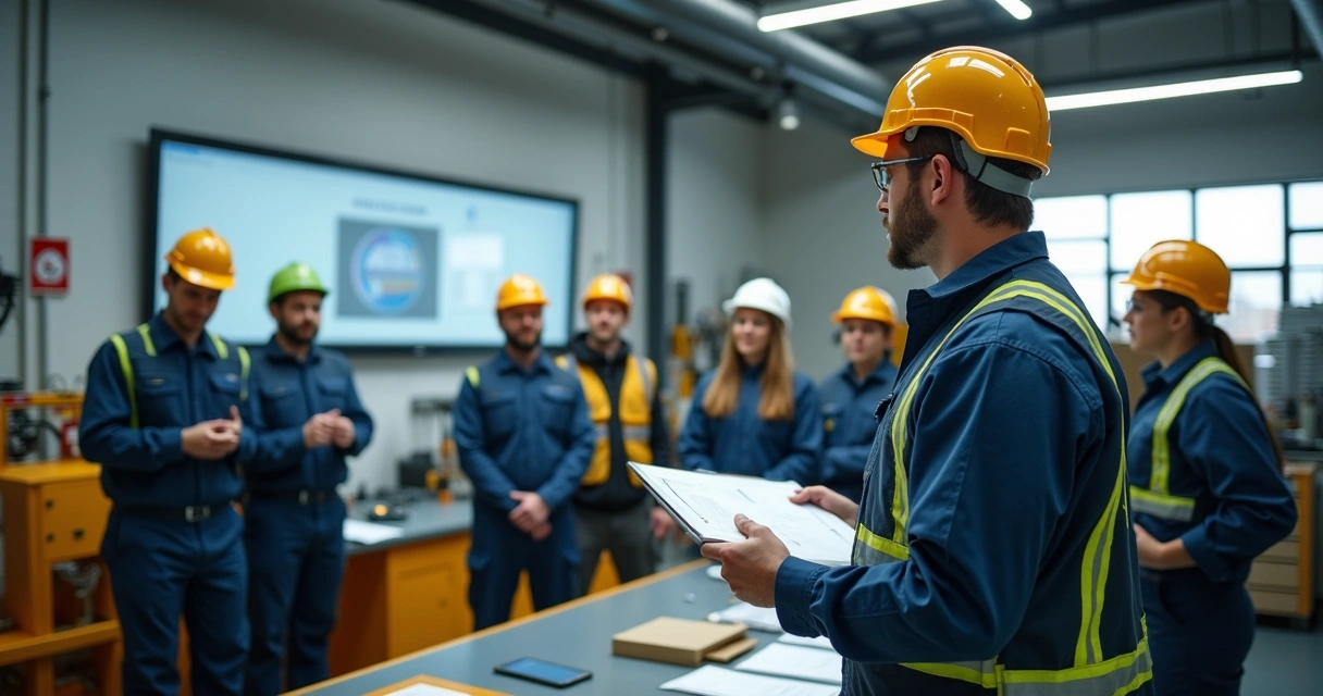 Treinamento de segurança realizado em ambiente industrial 
