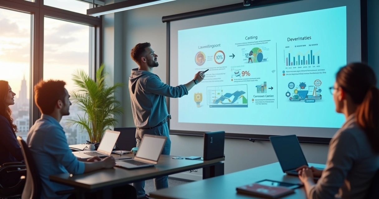 Treinamento em andamento em sala de empresa 