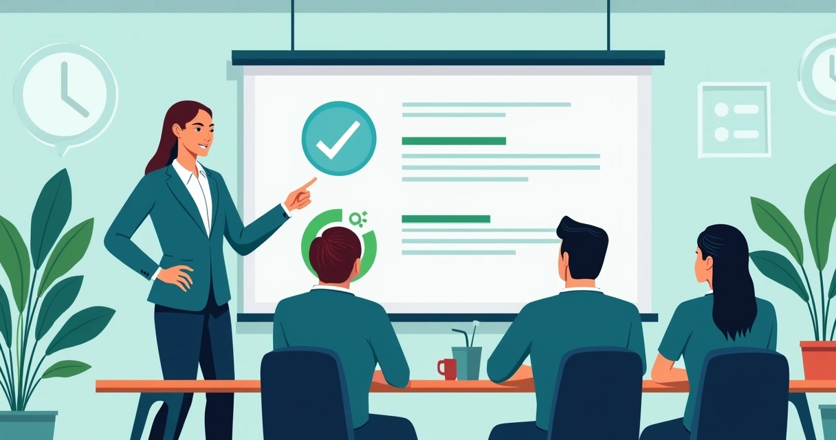 Treinamento de funcionários de empresa com apresentação digital