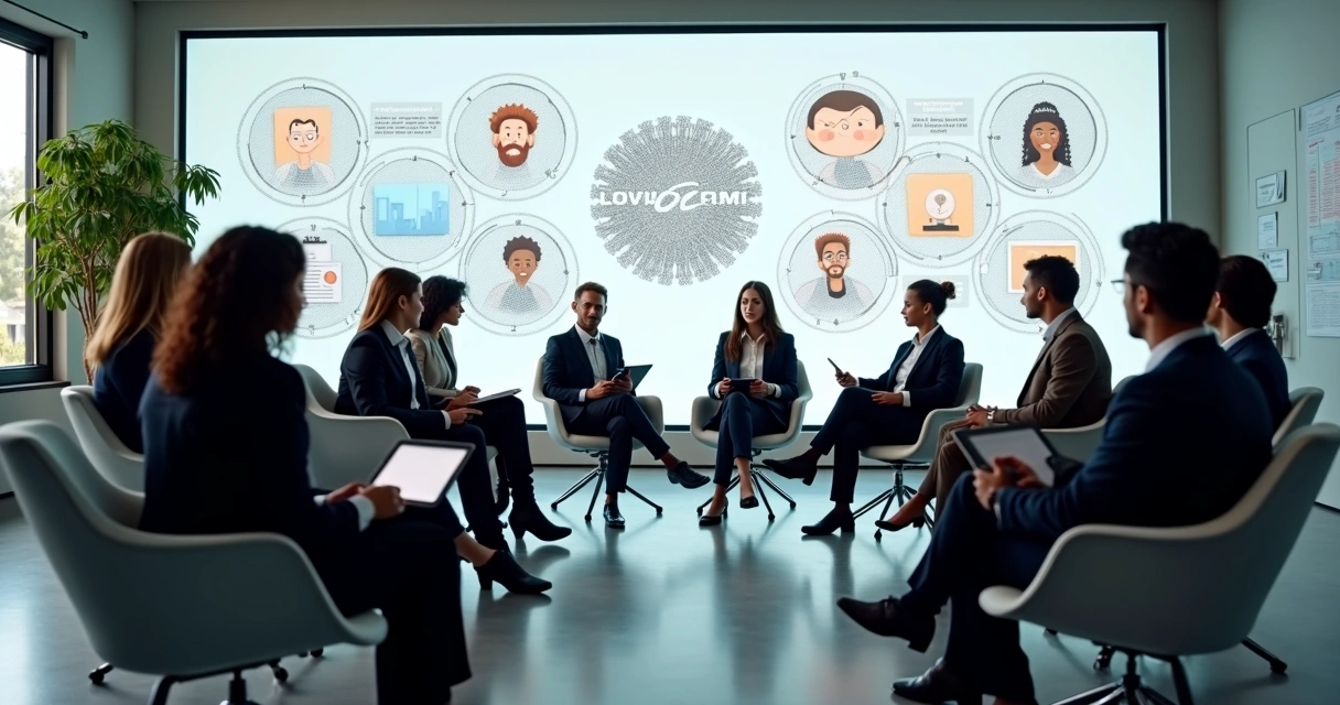 Círculo de pessoas em treinamento focado em power skills 