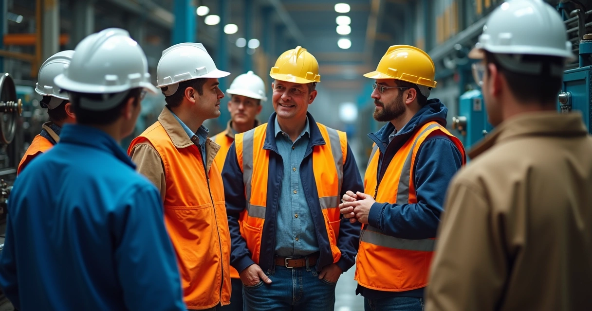 Treinamento prático de segurança industrial em grupo 