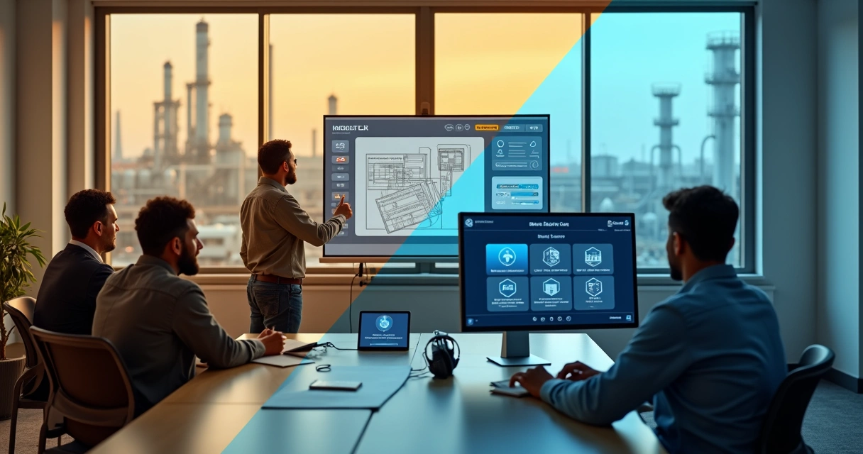 Comparação entre treinamento presencial e online em ambiente industrial moderno 