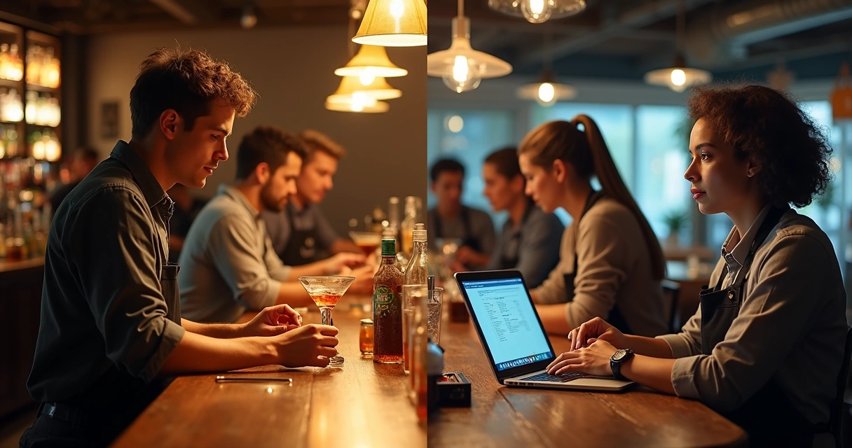 Treinamento presencial e online para bartender comparados 