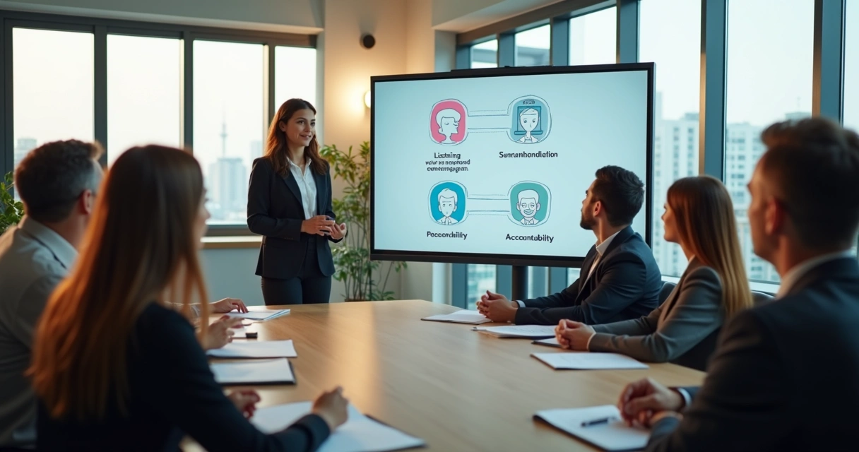 Liderança em treinamento sobre respeito no ambiente corporativo 