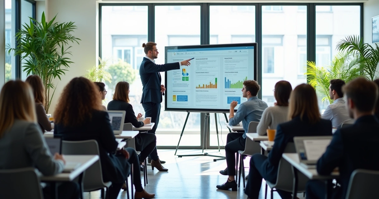 Time de RH e lideranças em treinamento conjunto