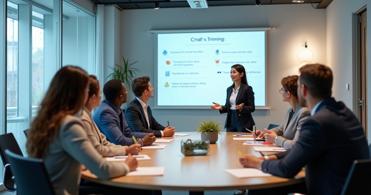 Profissional de saúde ministrando treinamento para equipe sobre saúde mental 