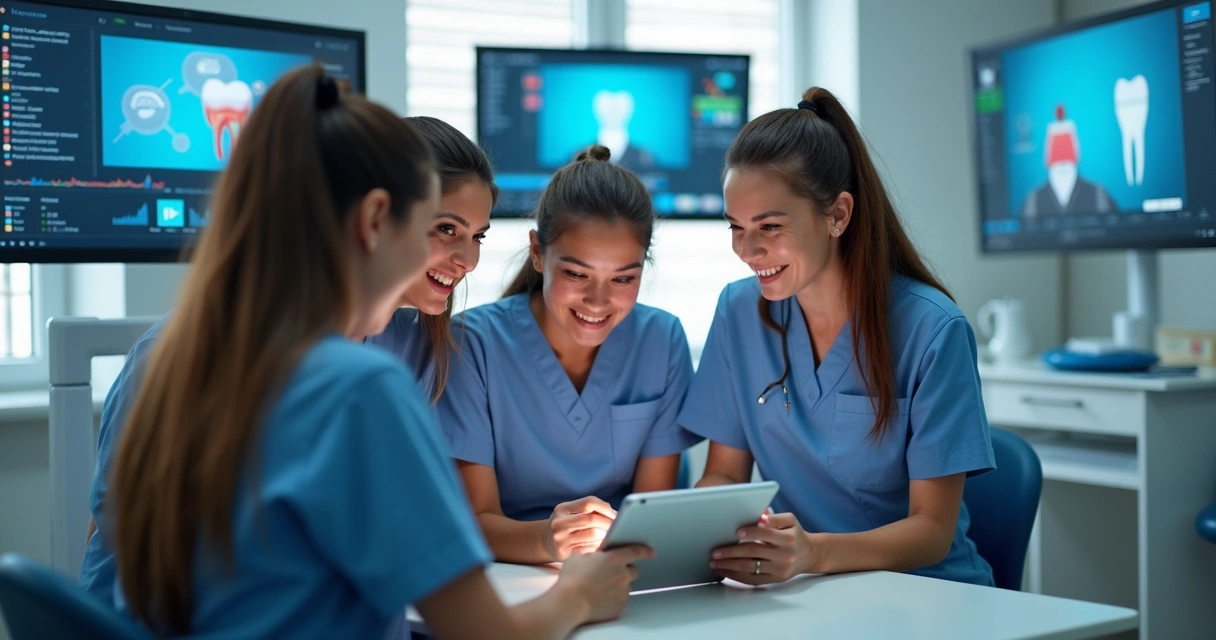 Equipe da clínica participa de treinamento de secretárias com material digital 