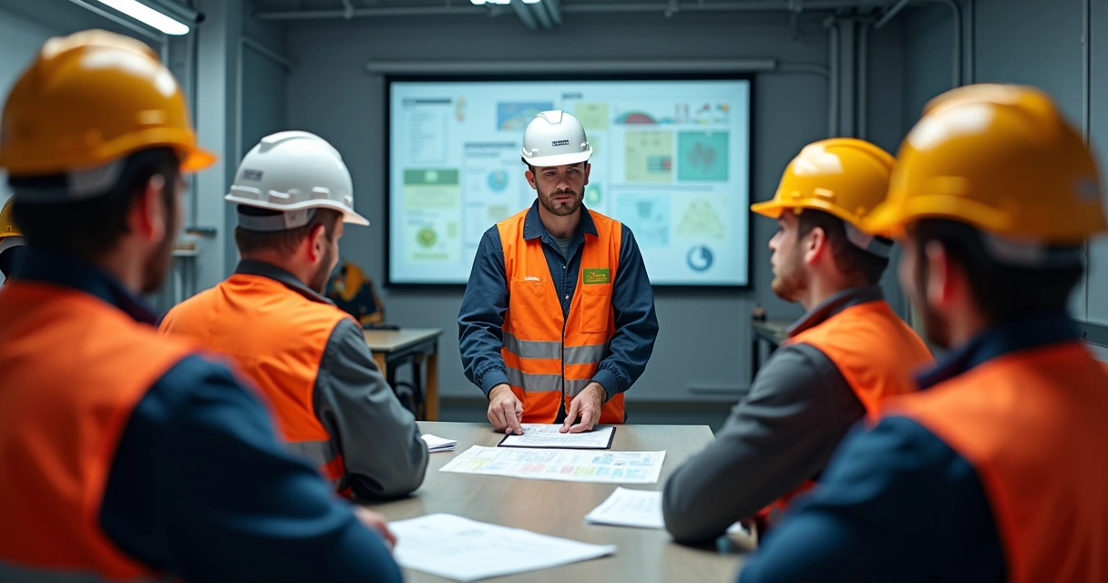 Treinamento em segurança com mineradores reunidos 