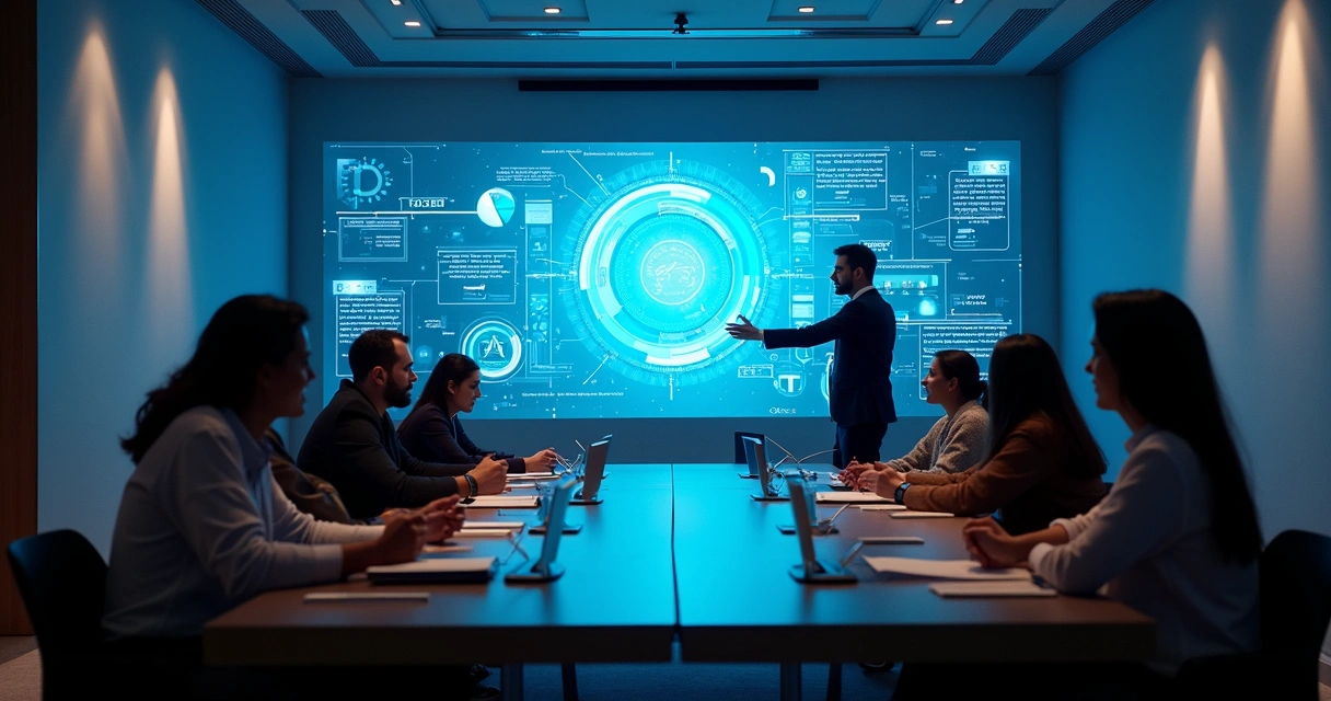 Equipe em treinamento de sistema automatizado 