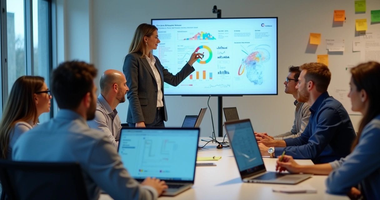 Equipe comercial em treinamento prático sobre IA 