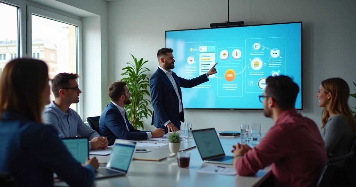 Sales team in CRM training