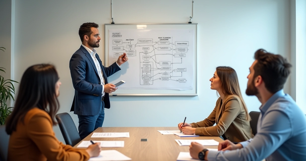 Treinamento de time de customer success com quadro explicativo 