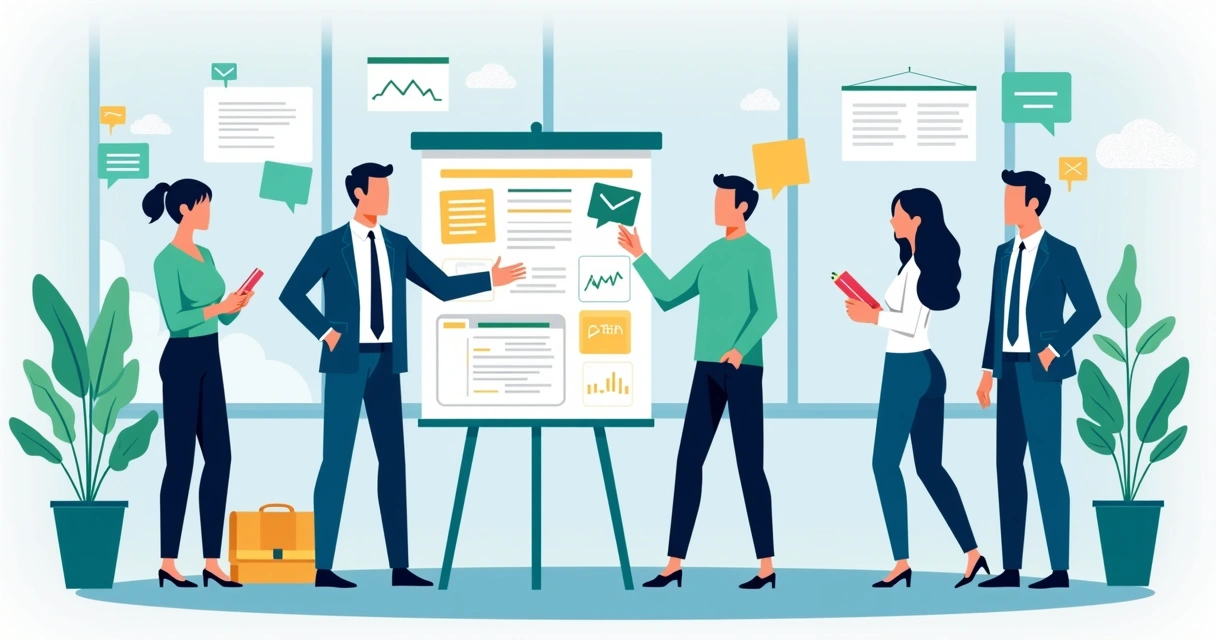 Treinamento de equipe digital com liderança esclarecendo termos 