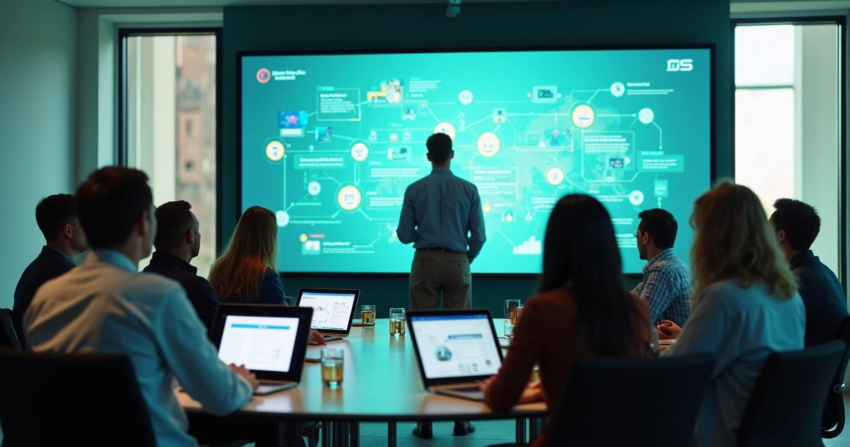 Treinamento empresarial com time atento e recursos tecnológicos modernos 