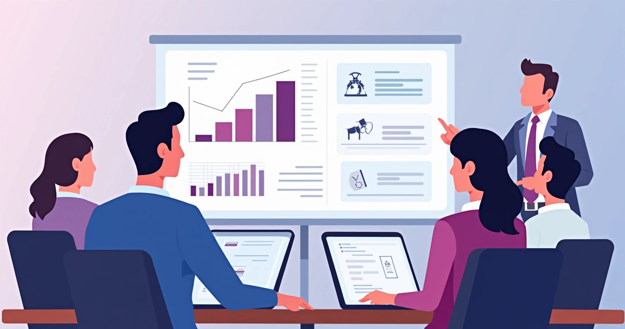 Parceiro de canal participando de treinamento sobre KPIs, com tela exibindo exemplos de métricas 