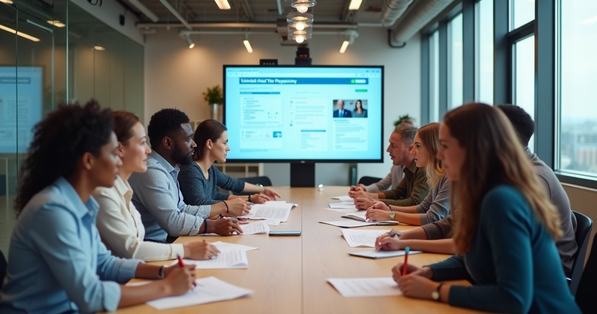 Equipe treinando roteiros de mensagens no escritório 