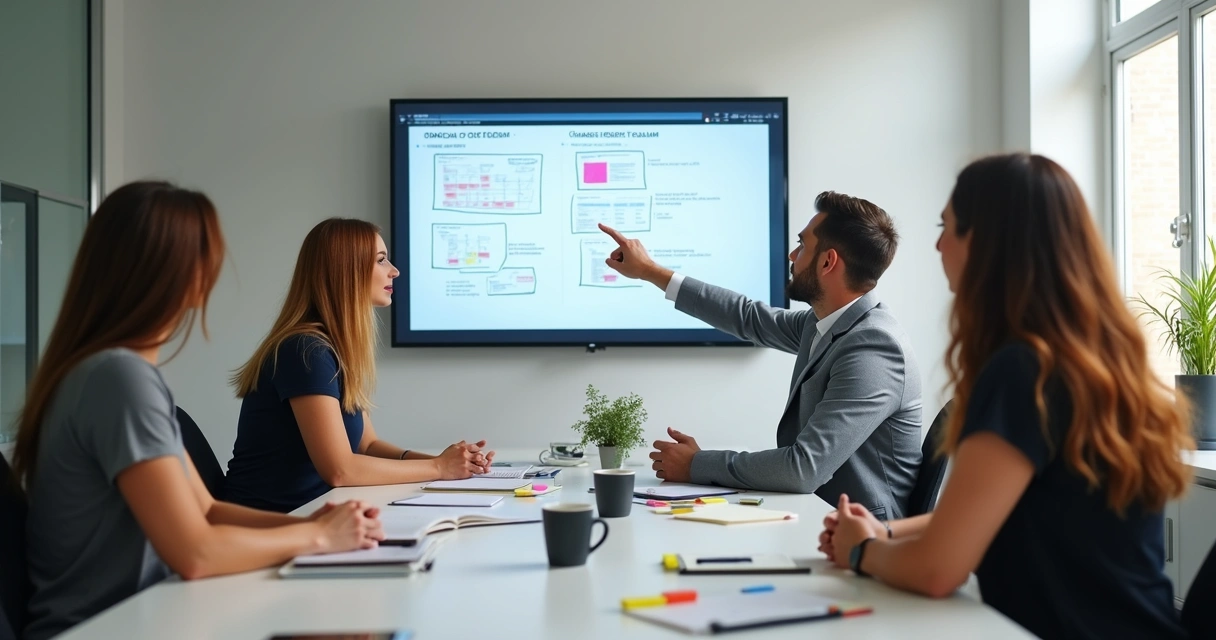 Equipe de RH em treinamento sobre processos de onboarding 