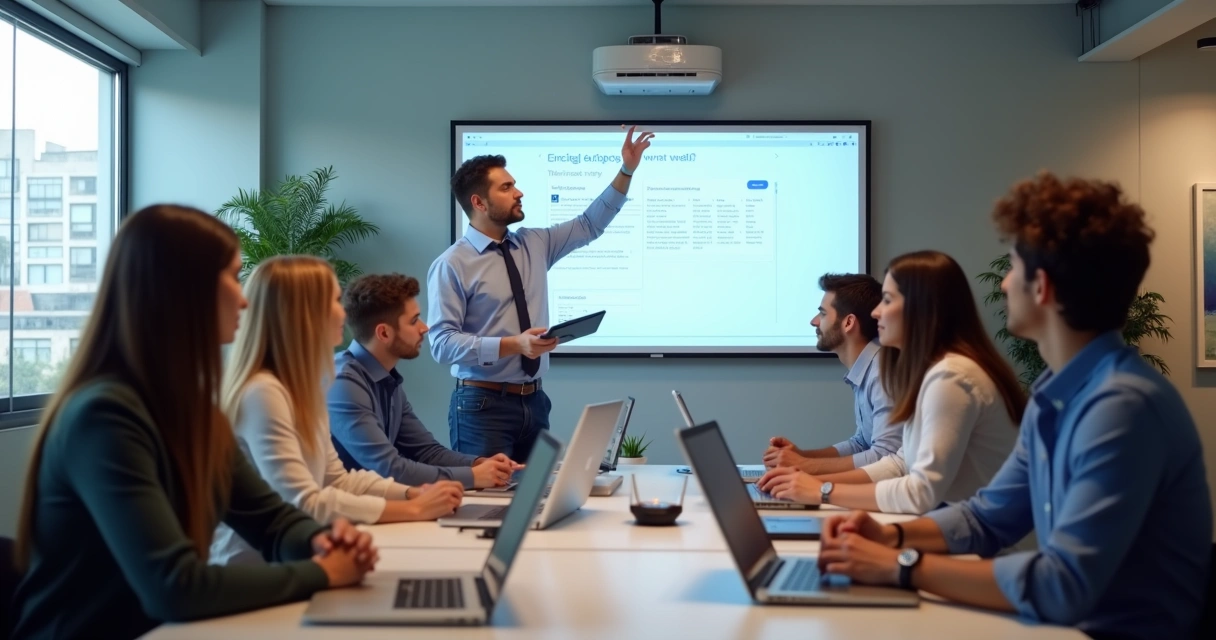 Treinamento de equipe sobre uso do portal do cliente em pequena empresa 