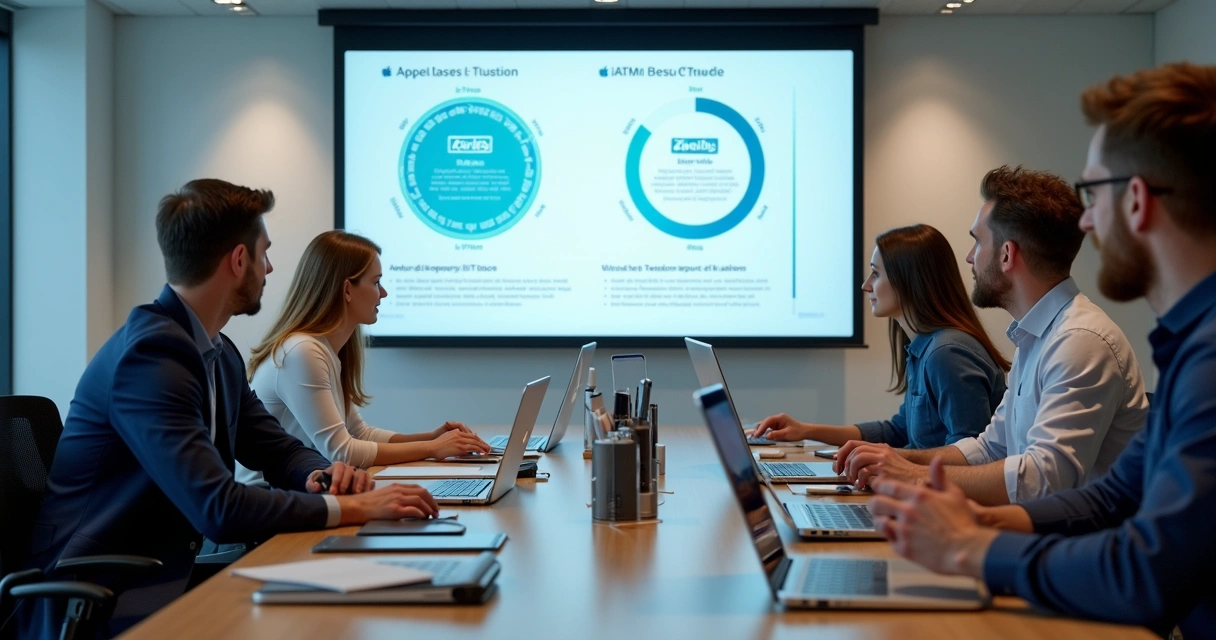 Equipe de TI recebendo treinamento para gestão Apple 