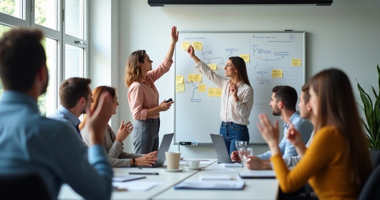 Vendedores participando de treinamento dinâmico com exercícios práticos 