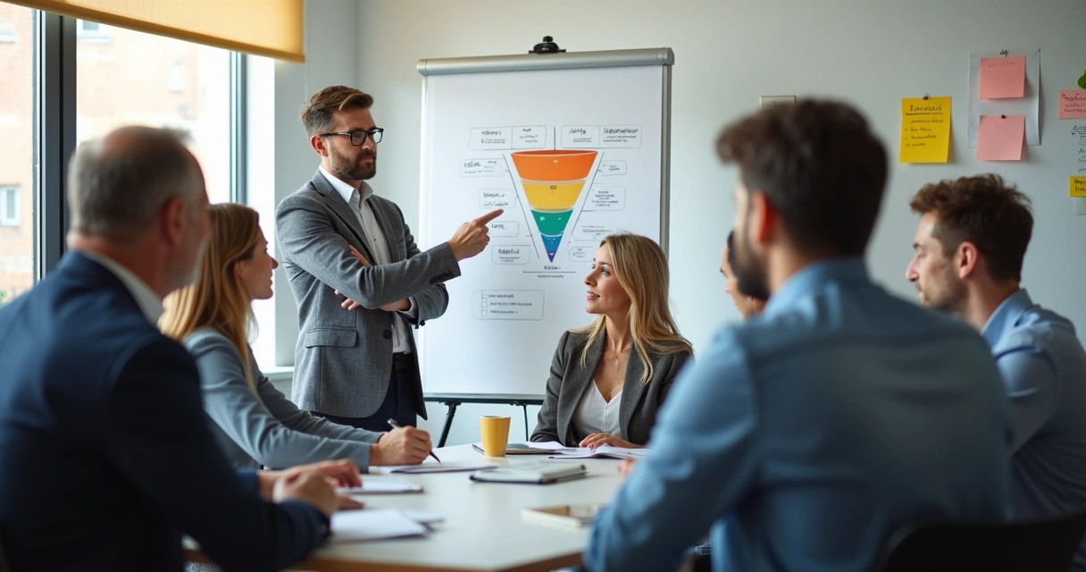 Treinamento de equipe comercial em sala de reuniões 