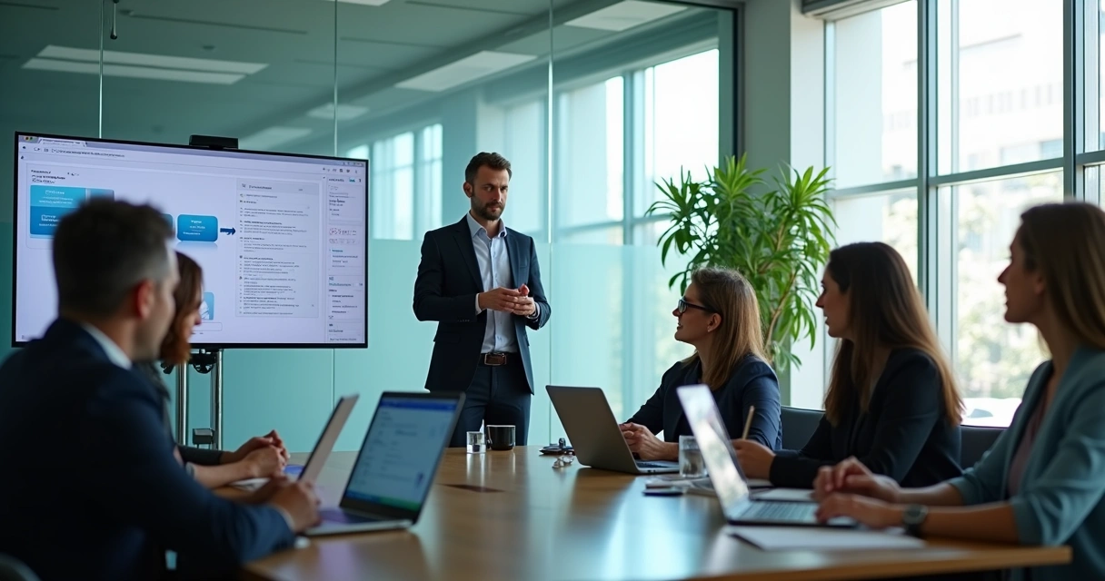 Equipe recebendo treinamento de CRM 