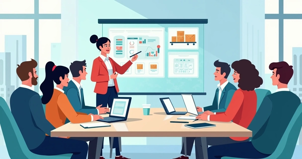 Grupo em sala de reunião aprendendo sobre gerenciamento de inventário digital