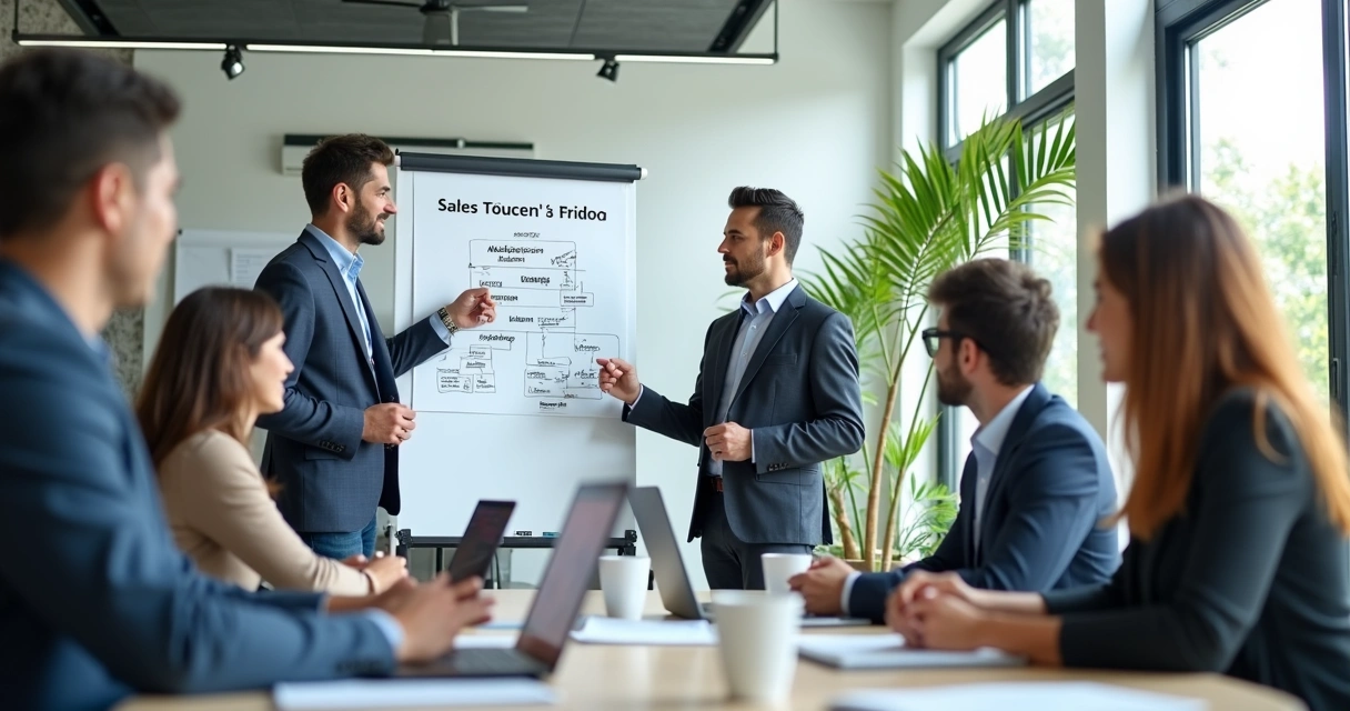 Equipe de vendas em treinamento prático 