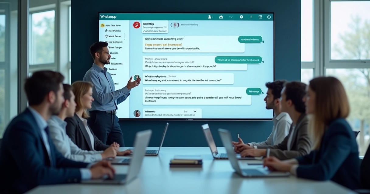 Líder comercial revisando conversas com equipe e apoio de IA 