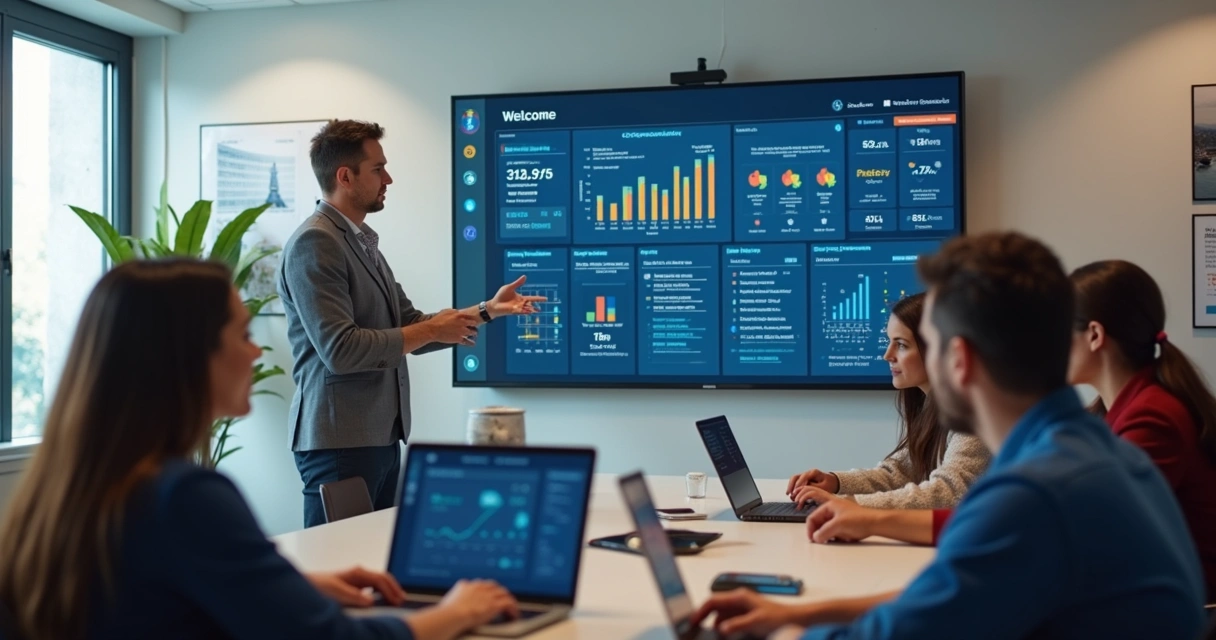 Treinamento de vendedores usando painel digital de insights 