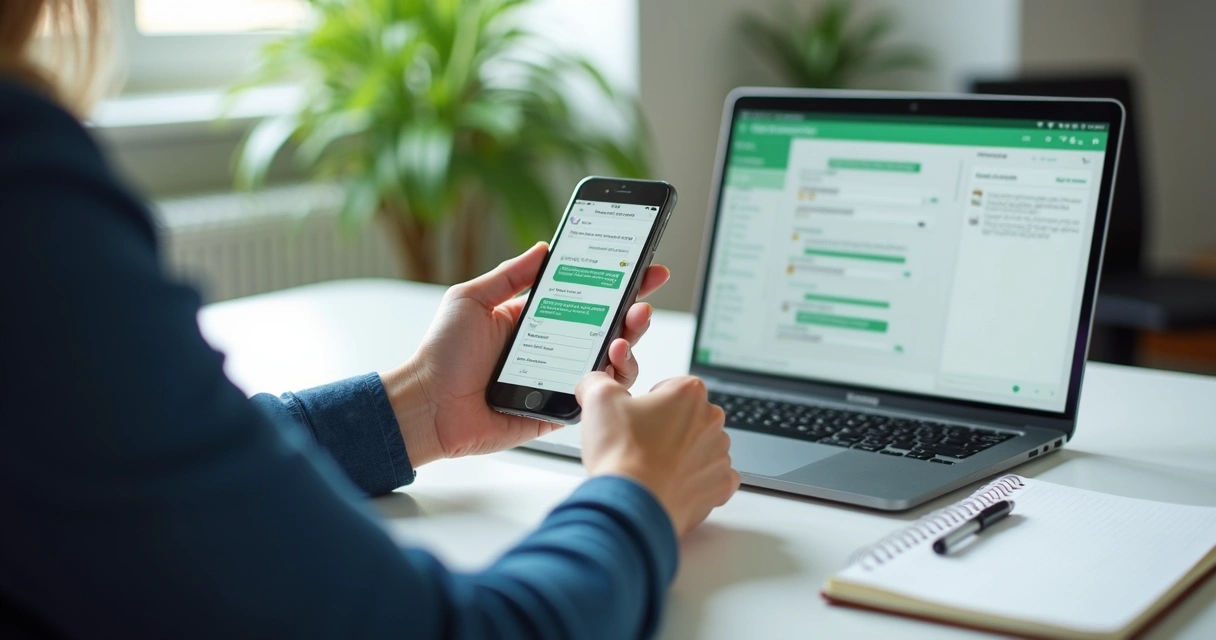 Vendedor usando WhatsApp e CRM no celular 