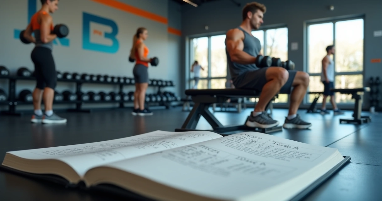 Jovem fazendo treino de musculação em academia com ficha de treino de 3 dias 