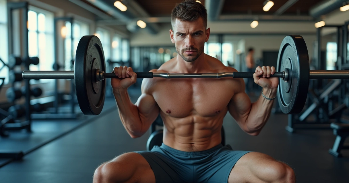 Homem treinando musculação em academia dividindo exercícios em três dias para hipertrofia 