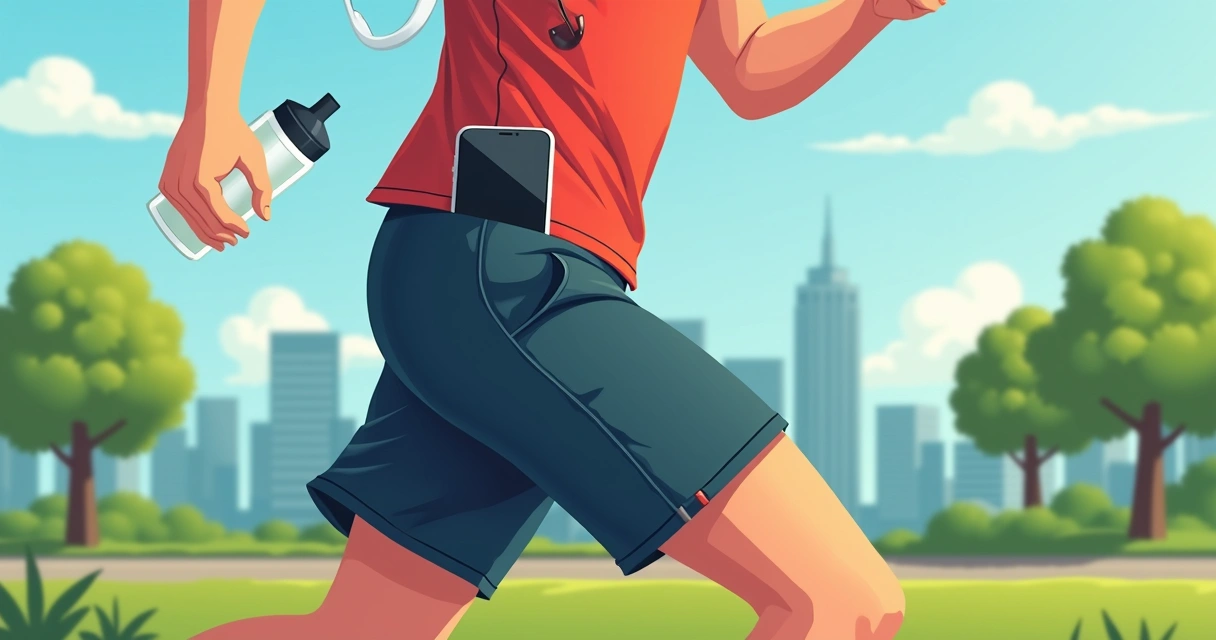 Homem praticando corrida usando bermuda esportiva com bolso