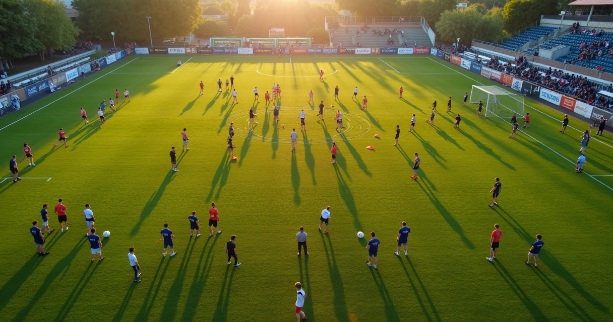 Treino coletivo organizado em escola de futebol