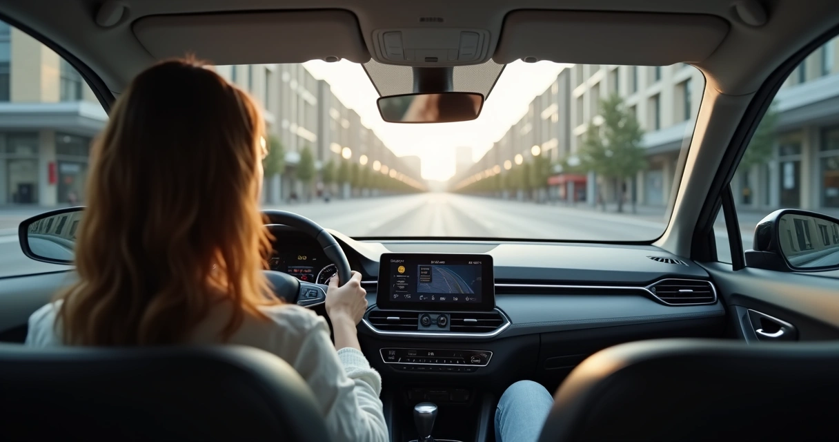 Pessoa praticando direção defensiva em rua urbana vazia com boa visibilidade