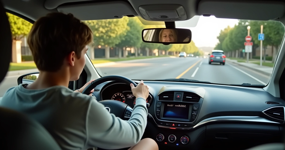 Motorista treinando direção defensiva sozinho em rua tranquila 